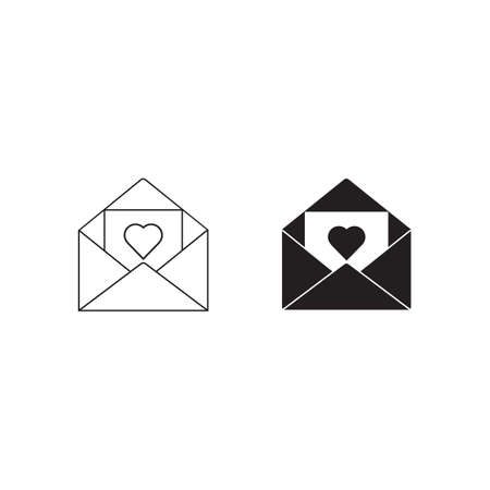 envelope with heart sign icon on white background, happy valentine dayのイラスト素材