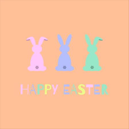 easter bunny. easter card with colorful rabbitsのイラスト素材