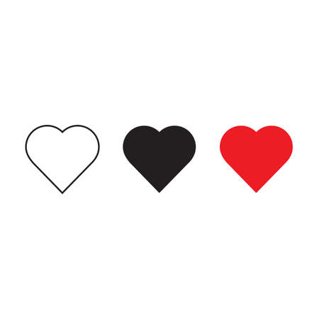 Like and Heart icon. Live stream video, chat, likes. Social nets like red heart web buttons isolated on white background. Valentines Day.のイラスト素材