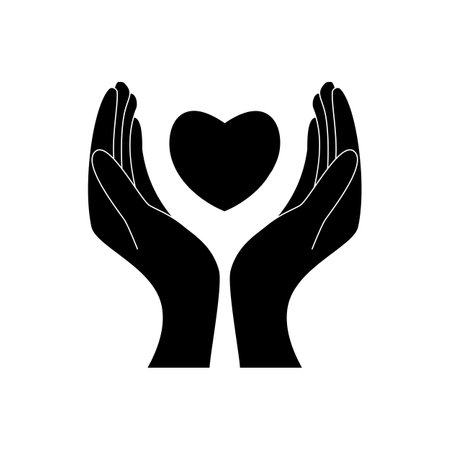 Healthcare hands holding heart flat vector icon for apps and website on whiteのイラスト素材