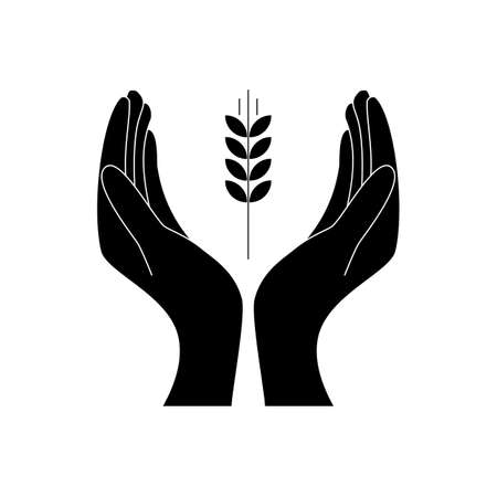 hands opened and holding wheat logo vector illustrationのイラスト素材