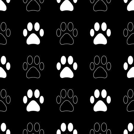 Seamless animal pattern of paw footprint white and blackのイラスト素材