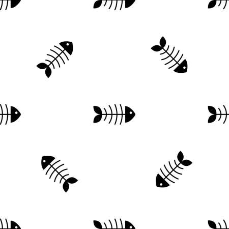 seamless pattern of fish, skeleton vector illustrationのイラスト素材