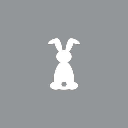 White easter rabbit. Easter Bunny on gray backgroundのイラスト素材