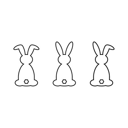 set of drawing small bunny outline easter sign vector illustrationのイラスト素材