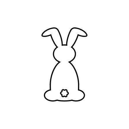 Silhouette of a cute rabbit. Easter holiday. Rabbit from the back. Isolated vector illustration. Christmas. Close-up. Isolated background. Black and white color.のイラスト素材