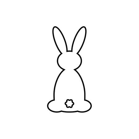 Silhouette of a cute rabbit. Easter holiday. Rabbit from the back. Isolated vector illustration. Christmas. Close-up. Isolated background. Black and white color.のイラスト素材