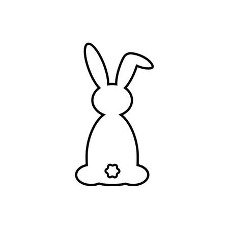 Silhouette of a cute rabbit. Easter holiday. Rabbit from the back. outline Isolated vector illustration. Christmas. Close-up. Isolated background. Black and white color.のイラスト素材