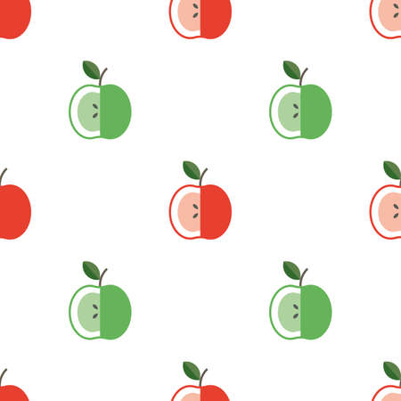 Apple background. Vector illustration. Textile red and green fruits pattern.のイラスト素材