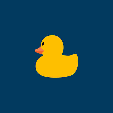 Yellow rubber duck Vector illustration on blue backgroundのイラスト素材