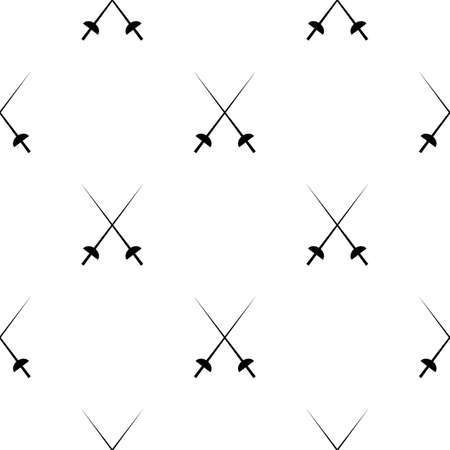 Sport pattern. Fencing background. Seamless pattern of fencing accessories. Swords background. Isometric sports equipment texture. Pattern for design, web, backdrop etc.のイラスト素材