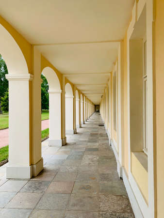 27.07.2021 Gallery in the Palace of Oranienbaum play of light and shadow. colonnadeのeditorial素材
