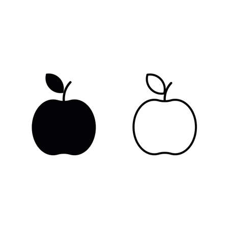 Two apple silhouette vector illustration isolated on white backgroundのイラスト素材