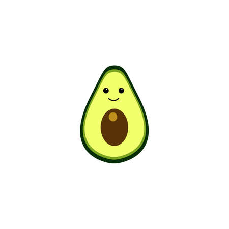Cute avocado character. Vector illustration isolated on white backgroundのイラスト素材