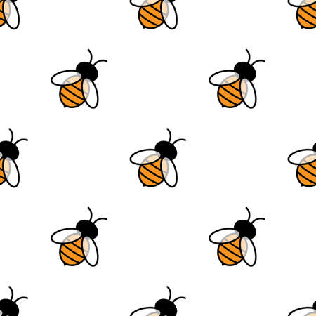 Vector seamless pattern with honey bees made in retro cartoon style.のイラスト素材