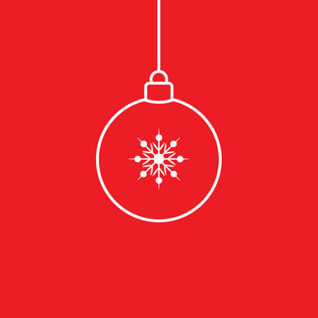 Christmas ball with snowflake Icon on red backgroundのイラスト素材