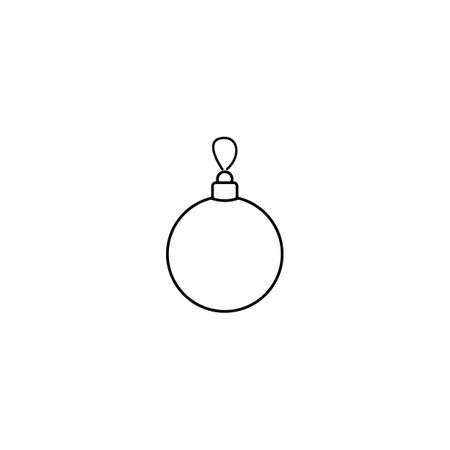 Vector illustration, isolated christmas decoration ball with a loop for hanging in black and white colors, outline hand painted drawingのイラスト素材