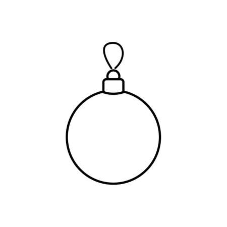 Vector illustration, isolated christmas decoration ball with a loop for hanging in black and white colors, outline drawingのイラスト素材
