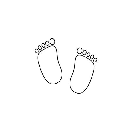 Black outline silhouette of baby footprints isolated on white background. Vector illustration, icon, clip art. baby shower iconのイラスト素材