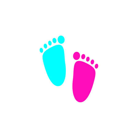 Baby footprint pink and blue vector illustration isolated on white backgroundのイラスト素材