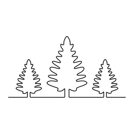 Linear spruce. Continuous line drawingのイラスト素材