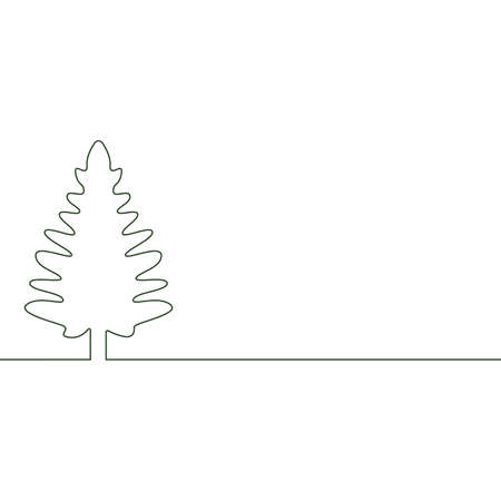 Linear spruce. Continuous line drawing copy spaceのイラスト素材