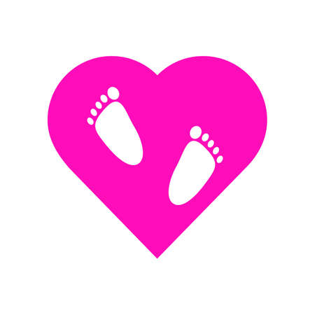 Baby feet prints within heart greeting card vectorのイラスト素材