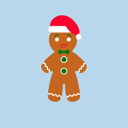 Christmas greetings gingerbread man in santas hat for cardsのイラスト素材