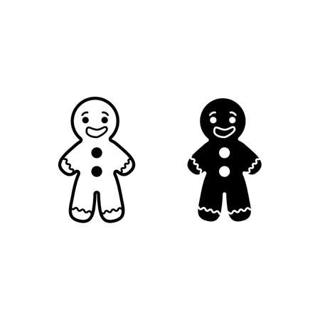 Biscuit Man line and solid icon. Gingerbread Man outline style pictogram on white background. Christmas Cookie for mobile concept and web design. Vector graphicのイラスト素材