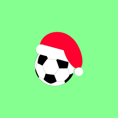 football ball with a christmas hatのイラスト素材