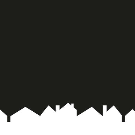 cityscape, vector icon, white silhouette on black background night city copy spaceのイラスト素材