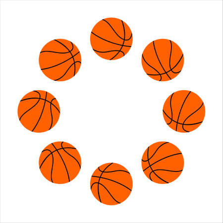basketball balls border frame on white background.のイラスト素材