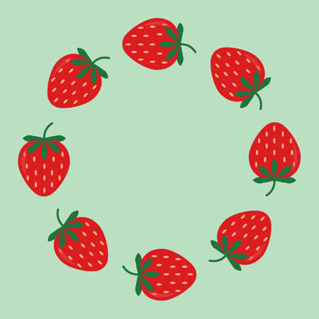 round Frame from red strawberry on light backgroundのイラスト素材