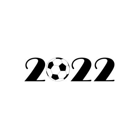 2022 New Year. Figures, numbers for football. Black silhouette. Front horizontal view. Vector simple flat graphic illustration. The isolated object on a white background. Isolate.のイラスト素材