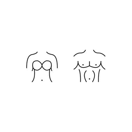 Male and female icon thin line for web and mobile, modern minimalistic flat design. Vector illustration isolated on whiteのイラスト素材