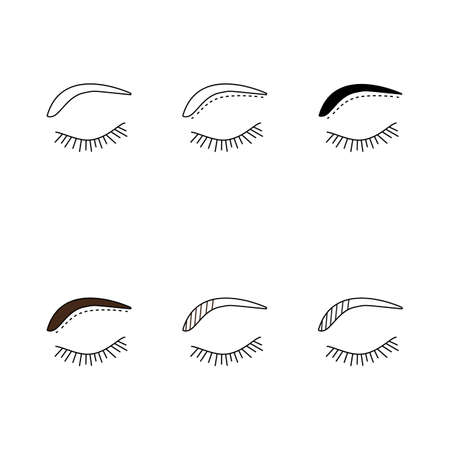 eyebrow contour correction line icons set, vector illustration isolated on white backgroundのイラスト素材