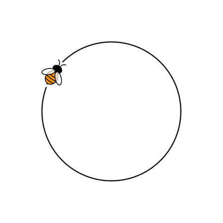 Cute honey bee on round frame for Your designのイラスト素材
