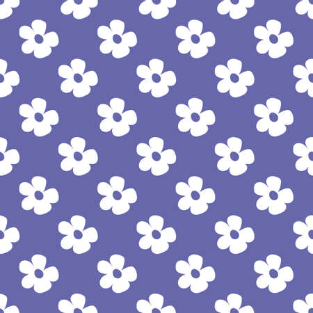 Seamless pattern with cute cartoon flowers for fabric print, textile, gift wrapping paper. colorful vector for kids, flat style on trendy color 2022 backgroundのイラスト素材
