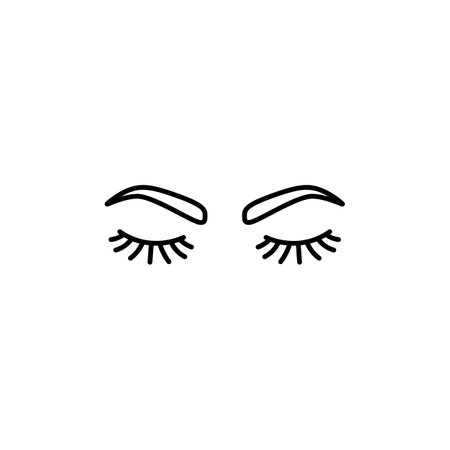 Closed eyes with black eyelashes on a white background. vector illustration isolatedのイラスト素材