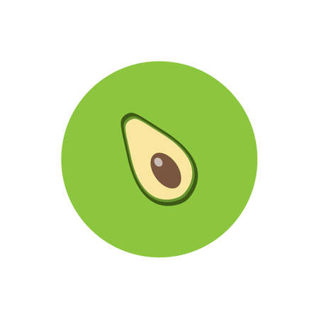 Vector isolated logo illustration of an avocado on a green background. Simple minimal styleのイラスト素材