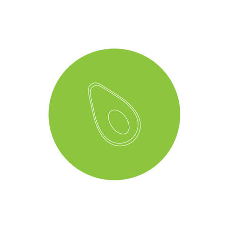 Avocado hand drawn outline doodle icon. Vector sketch illustration of avocado with a seed for print, web, mobile and infographics isolated on green background.のイラスト素材