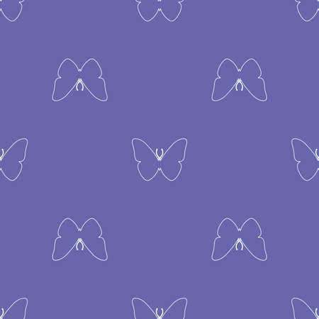 Seamless pattern with cute outline silhouettes butterflies for fabric print, textile, gift wrapping paper. colorful vector for kids, flat style on trendy color 2022 backgroundのイラスト素材
