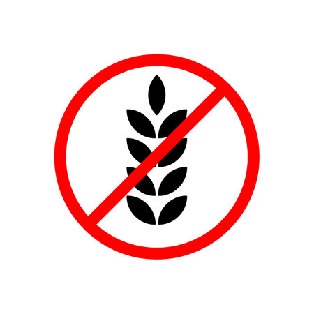 no wheat sign , Gluten Free Symbols With Banned Wheat Icon , No Gluten free signのイラスト素材