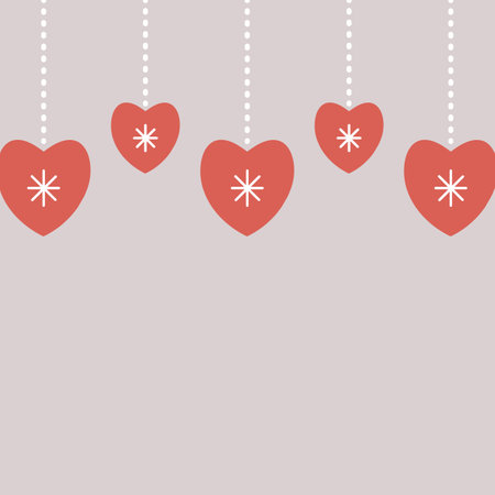 Christmas motive in scandinavian style, red and white decorated hearts garland, frame. vector illustrationのイラスト素材