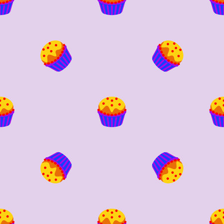 Cupcake retro fabric in trendy colors seamlessのイラスト素材