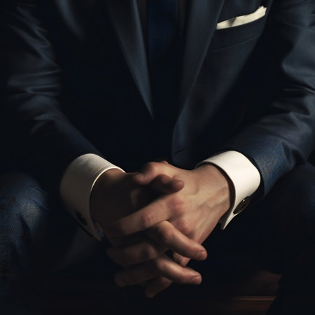 a businessman in a suit with hands Concept: business, graphic, holography, alpha channel. generative aiの素材