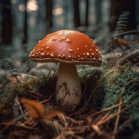 mushroom fly agaric in forest autumn generative aiの素材