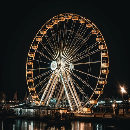 colorfull ferris wheel at nightの素材