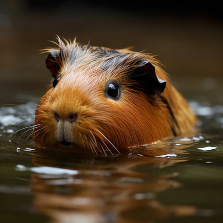 funny cute guinea pig swimming. Generative aiの素材