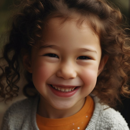 young asian girl smiling showing her healthy teeth looking happy.の素材